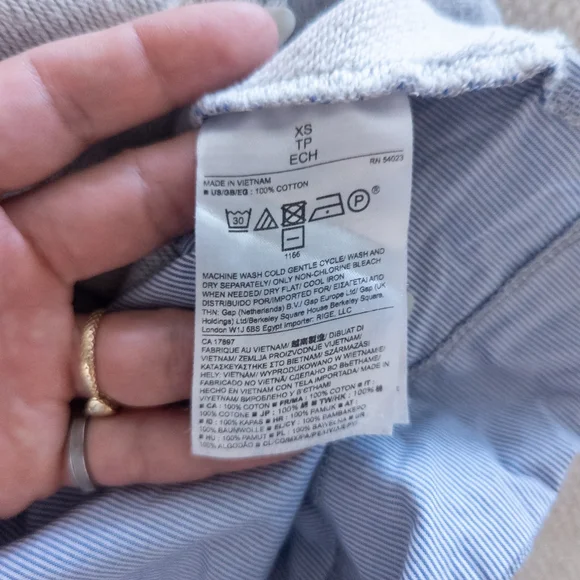 Banana Republic Mixed Media Striped Poplin Back Sweatshirt Grey - XS - Picture 11 of 11